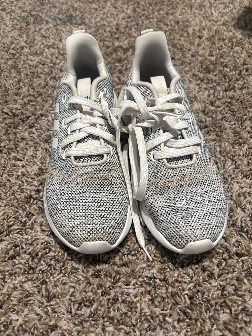 adidas Gray and White Knit Cloudfoam Sneakers